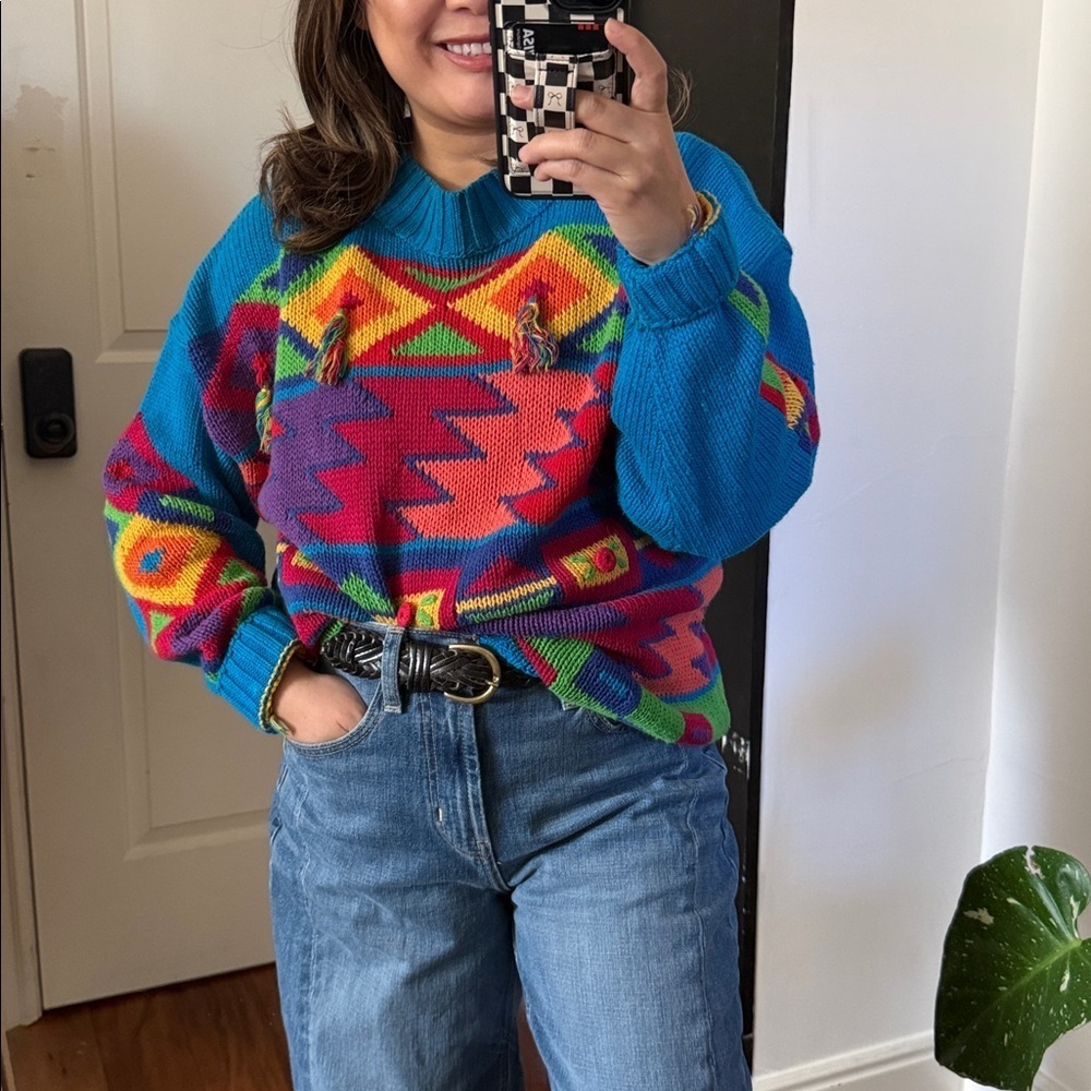 Vintage Memphis Jones Tassel Southwestern Sweater. Size M